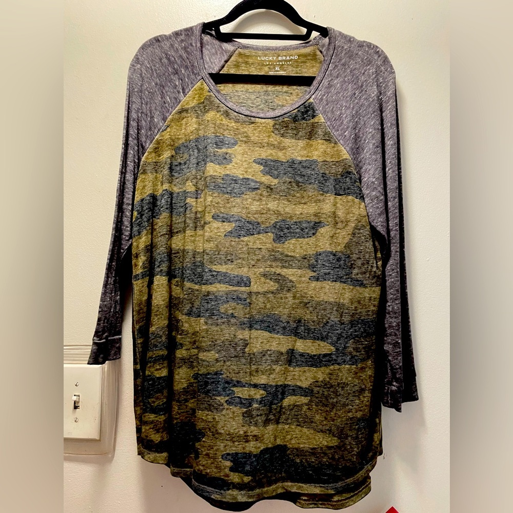 Lucky Brand Burn Out Raglan Sleeve Women’s Top XL